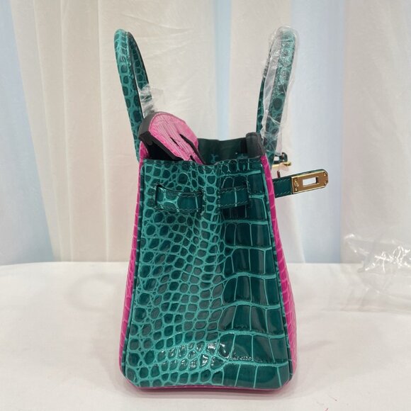 Genuine Leather Color Croc Pattern Handbag with 25cm - Picture 9 of 9